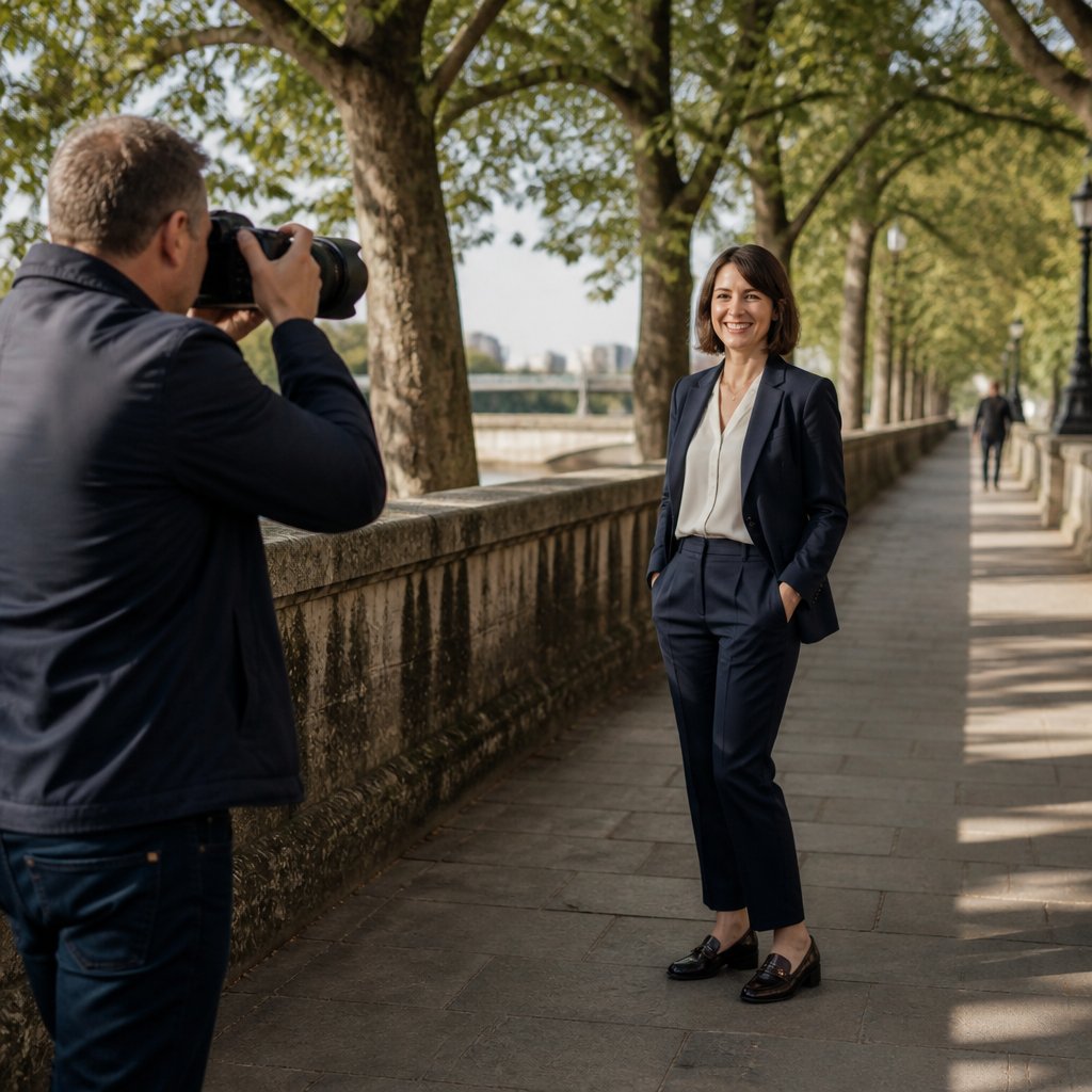 How do you get a natural smile in professional photos?